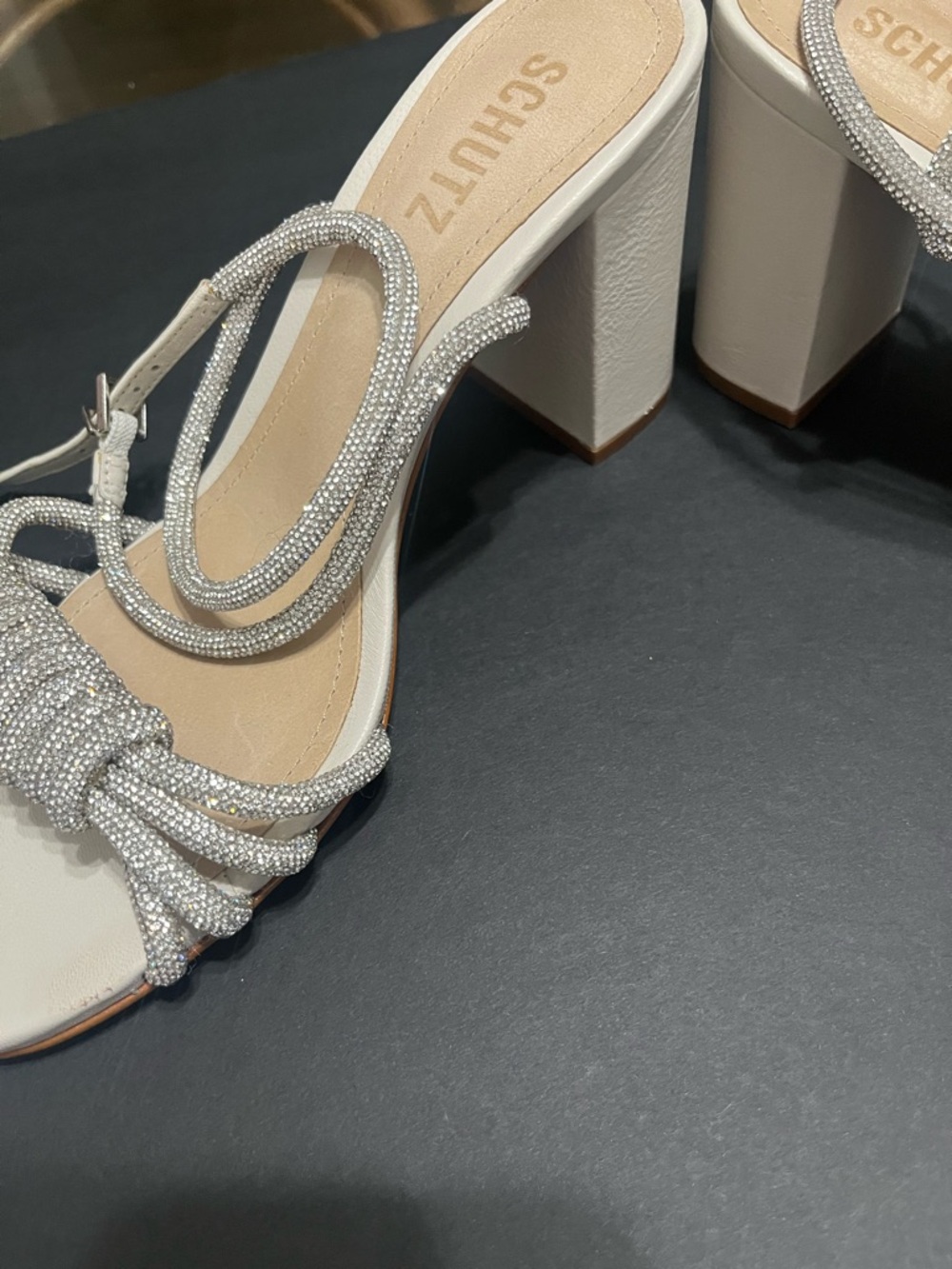 SCHUTZ White Sandals with Silver Beaded Rope Straps - Picture 10 of 12